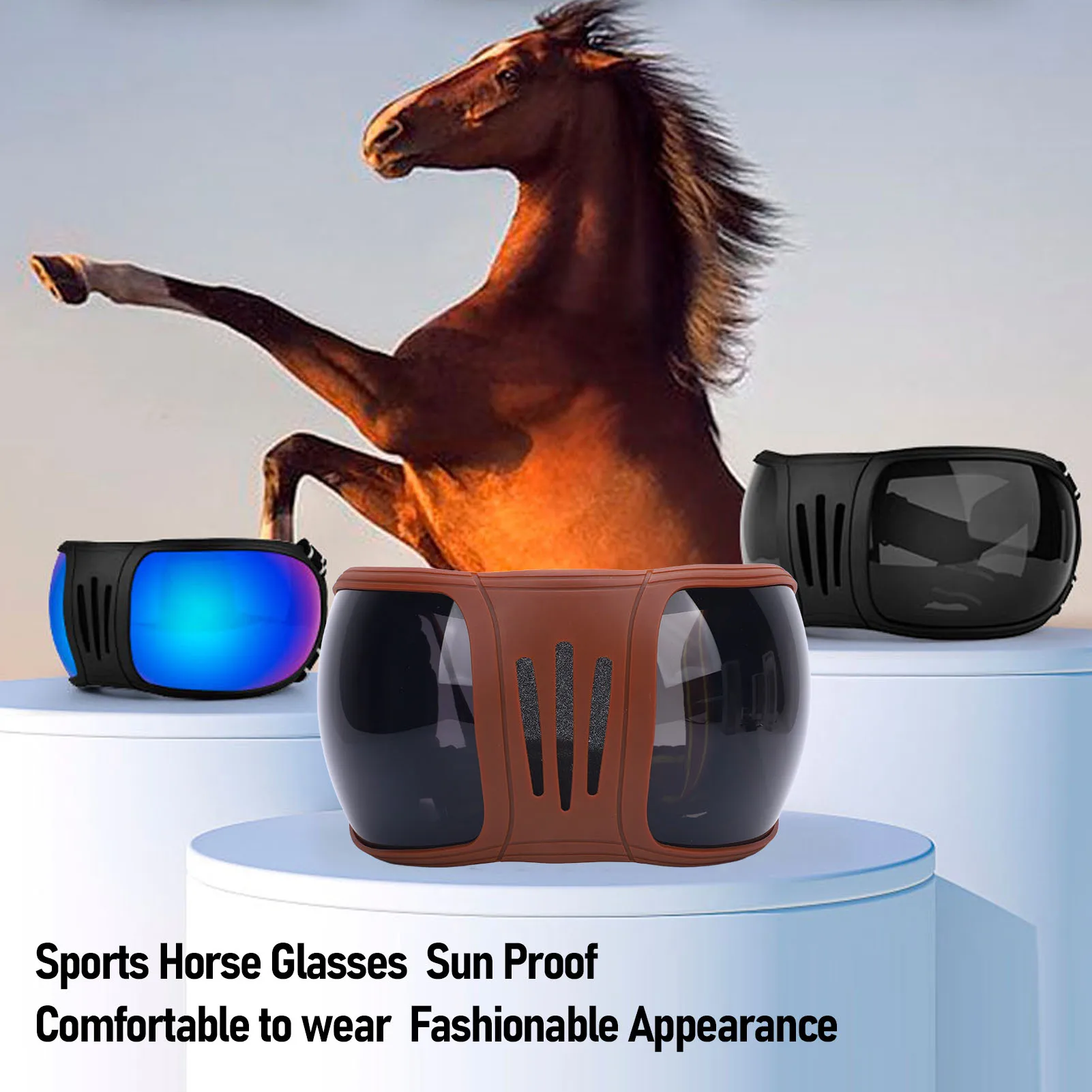 

Windproof Horse Goggles Sports Horse Glasses Multi Layers Sponge Adjustable Straps Stylish Windproof Horse Goggles for Riding