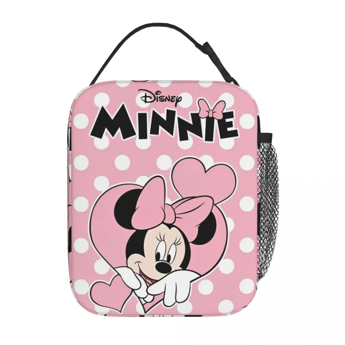 Pink Heart Minnie Mouse Insulated Lunch Bags Food Bag Portable Thermal Cooler Lunch Boxes For Picnic