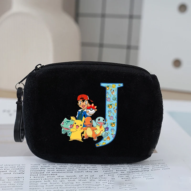 Anime Pikachu Letter A-Z Kids Portemonnee Pokemons Cartoon Mini Coin Bags Meisje Jongen Draagbare Rits Kleine Portemonnee Zaksleutelzakje