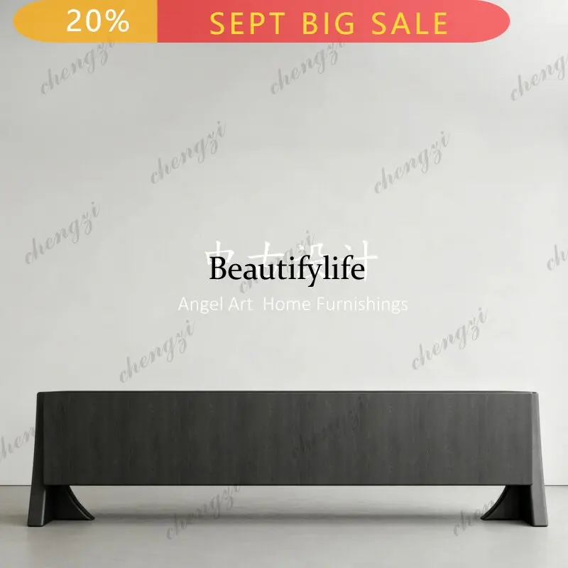 B178  Medieval designer household hammer pattern solid wood storage TV cabinet black high-end edge cabinet