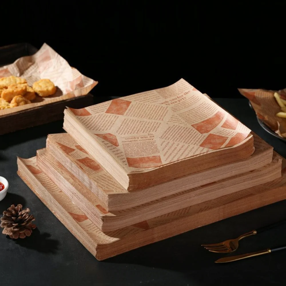 Newspaper Print Baking Paper Waterproof Oil Proof Liner For Restaurant Picnic Snacks Pastry Serving Tray Decorative Tissue
