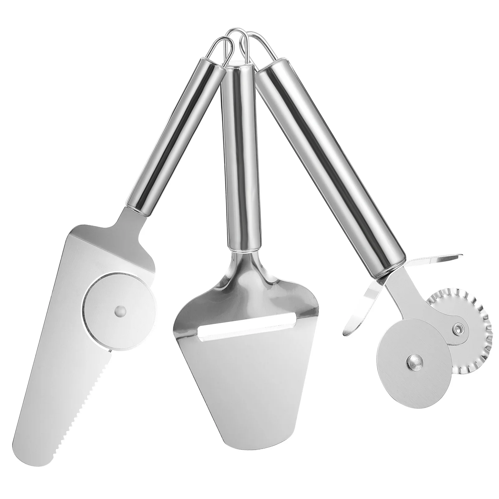 

1 set 1 Set Stainless Steel Pizza Wheel Cutter Cake Shovel Kitchen Gadget Baking Tool Cake Spatula Slicer Portable Labor Saving
