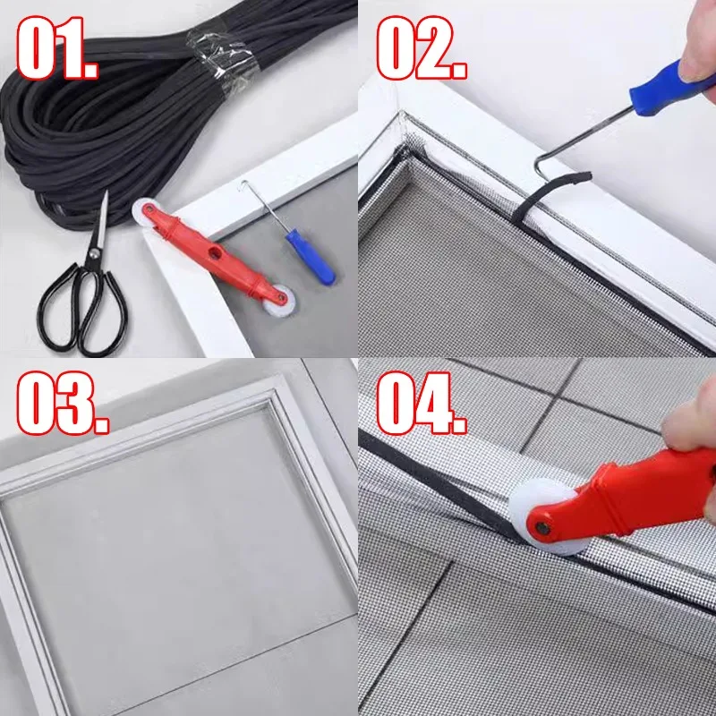 Window Sealing Strip Replacement Screen Door Mesh Strip Window Screen Seal Spline Anti Mosquito Insect Embedded Leather Strips