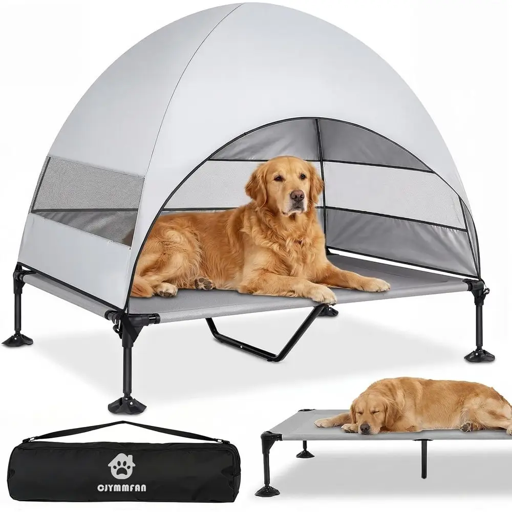 

UV-Protected Elevated Dog Bed, Adjustable Outdoor Pet Tent, Wider Shade Portable Pet Cot, Cooling Bed for Camping, Patio, Beach,