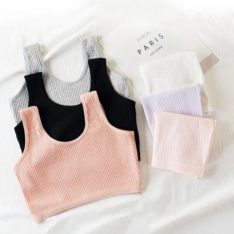 3Pcs Double-layer Bra Developmental Student Girls Vest Cotton Girls Bra Teenage Girls Clothing 8 10 14 Years