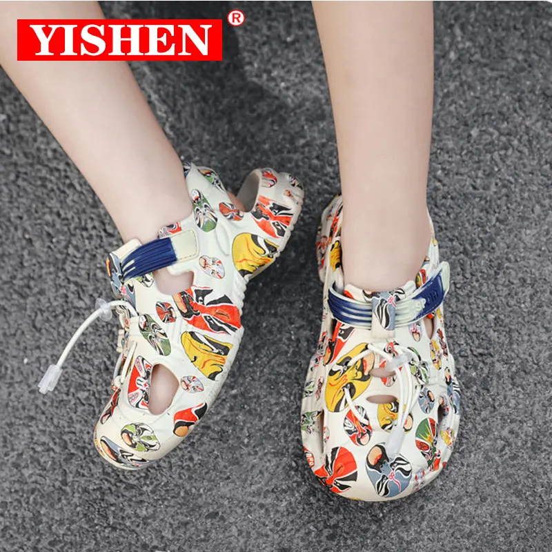 YISHEN Kids Sandals Shower Slippers Colorful Cute Cartoon EVA Kids Clogs Shoes Slides Water Shoes Sandals Sandalias Infantiles