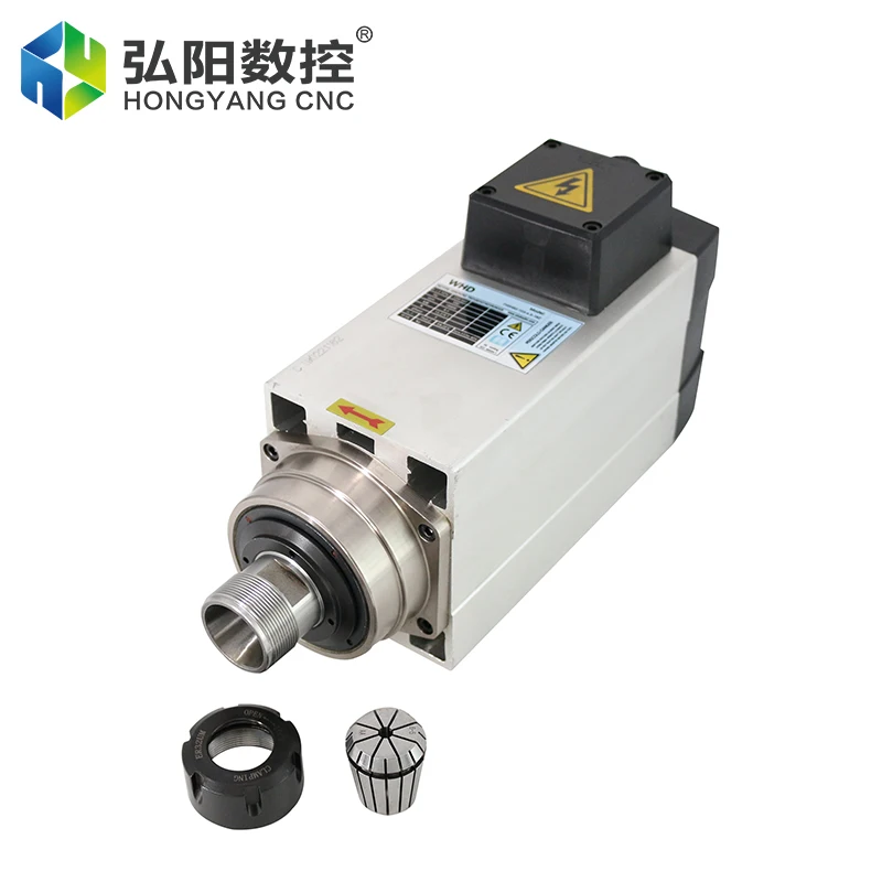 4.5KW CNC Square Air Cooled Spindle Motor ER32 Chuck 4 Bearing 220v 380v For CNC Engraving Milling Machine Converter