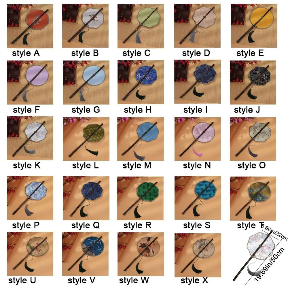 Retro Chinese Bamboo Waist Fan Portable Rollable Rotatable Decorative Long Handle Hanging Fans Shooting Performance Props Gifts