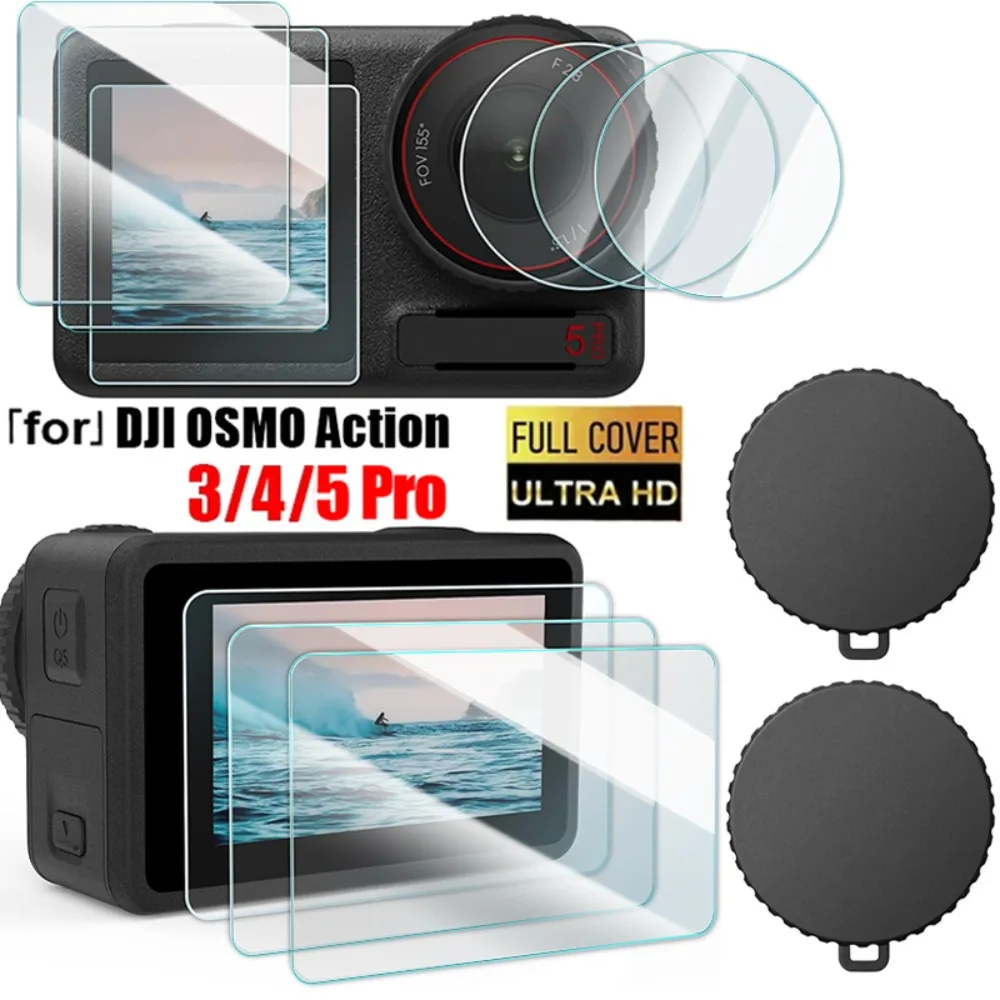 For DJI Osmo Action 5 Pro 4 3 Screen Protector Tempered Glass Film Lens Cover Cap for DJI Action 5Pro Accessories Lens Protector