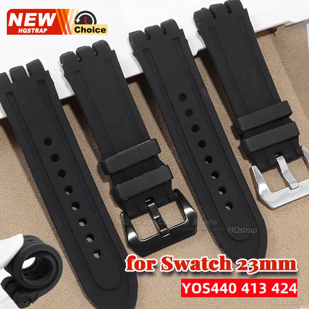 23 mm Silikonarmband für Swatch YOS440 413 424, Ersatzarmband, Gummi-Uhrenarmband, für Herren und Damen, wasserdichtes Armband-Zubehör