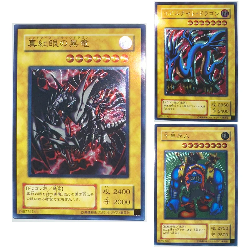 

Diy Yu-Gi-Oh! Red-Eyes Black Dragon Anime Cartoon Rare Collection Flash Card Bronzing Game Card Collection Board Game Toys Gift