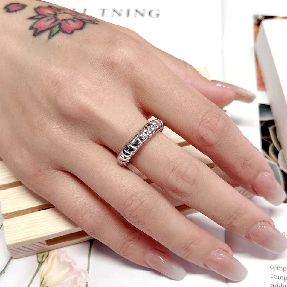 New Trendy High Quality Stainless Steel Minimalist Textured Geometric Charm Statement Gold Color Ring Anillo Jewelry For Women