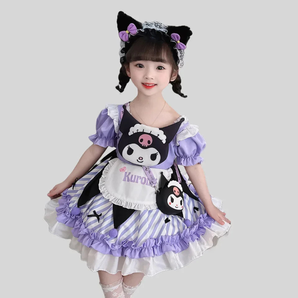 

Sanrio Kuromi Lolita Princess Dress Children's Cartoon Cute Summer Dress Outdoor Party Children's Birthday Cosplay Clothing Gift