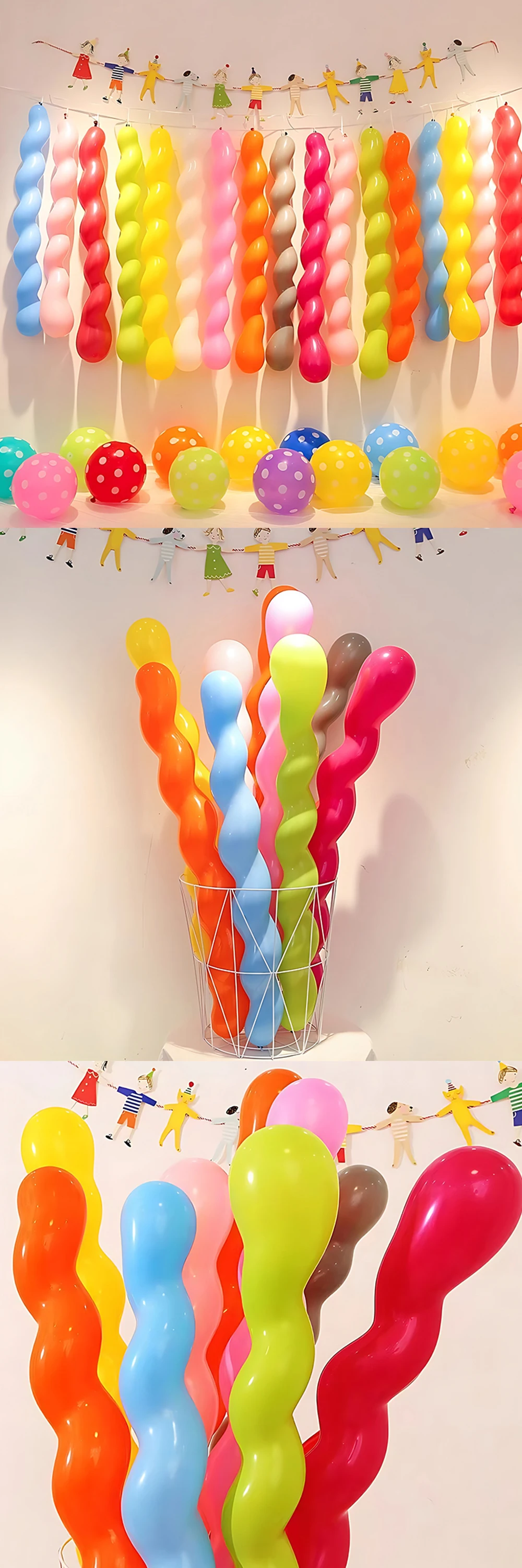 Spiralballon, verschiedene Farben, gedrehte Latexballons, 20/50/100 Stück, lustige Dekorationszubehör, Geschenk für Geburtstag, Hochzeit, Party, ZYF – Detail 1