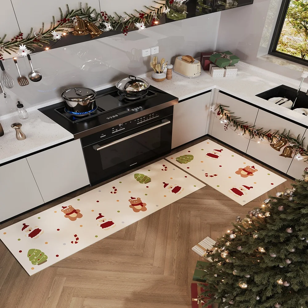 

VIKAMA Рождественский коврик для кухни, ванной комнаты и стирки — быстросохнущий, устойчивый к пятнам, протираемый, легко чистится, не смывается