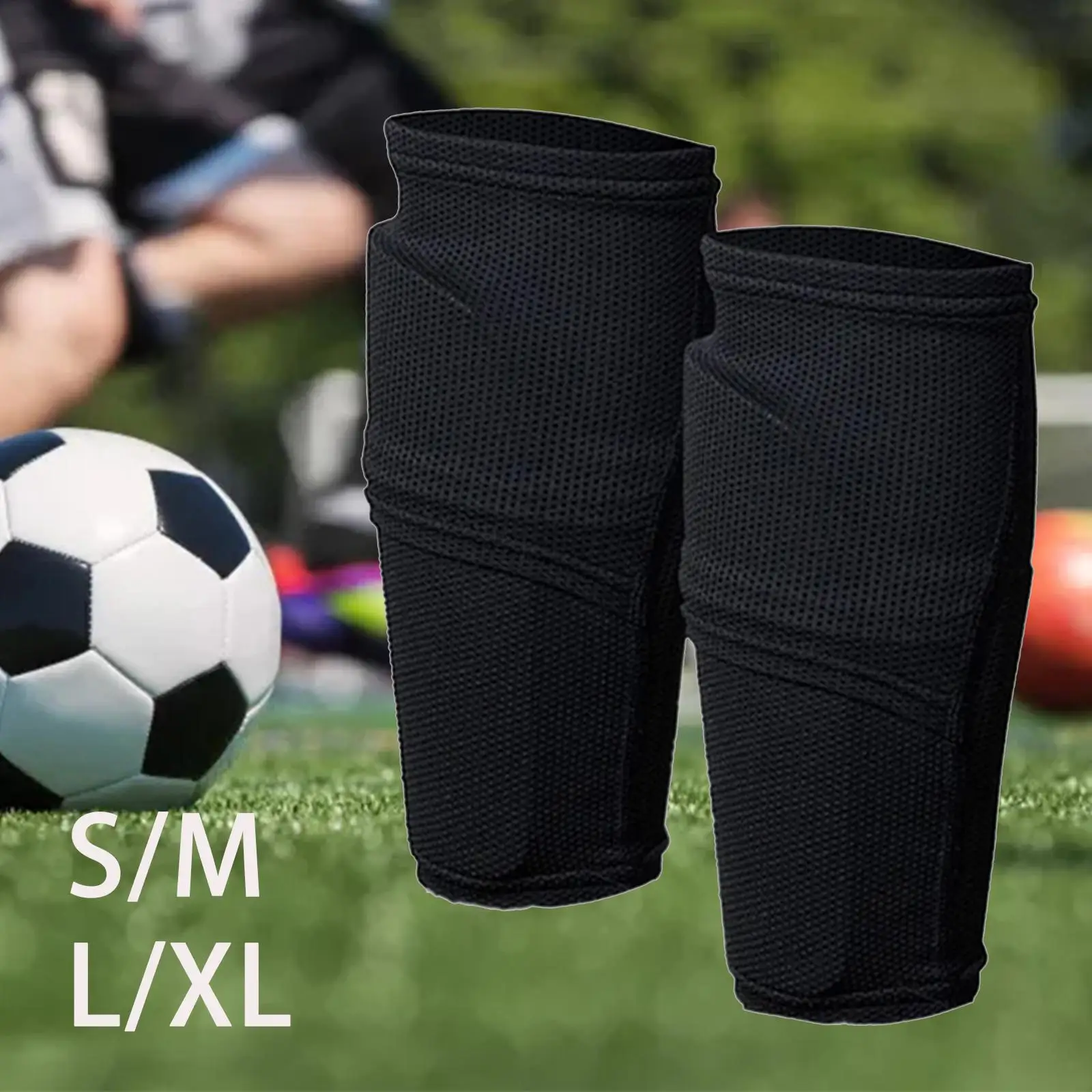 Cut Soccer Socks Support AntiSlip Soccer Shin Guard Socks Soccer Shine Pads for Running Leisure Sports Cycling Kicking Ball Men