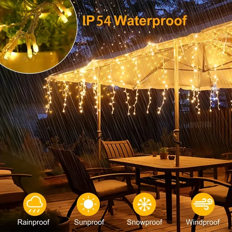 سلسلة أضواء LED ملونة تعمل بالطاقة الشمسية بطول 7 أمتار، إضاءة خارجية مقاومة للطقس، مثالية لسياج الحديقة والفناء والديكور الاحتفالي