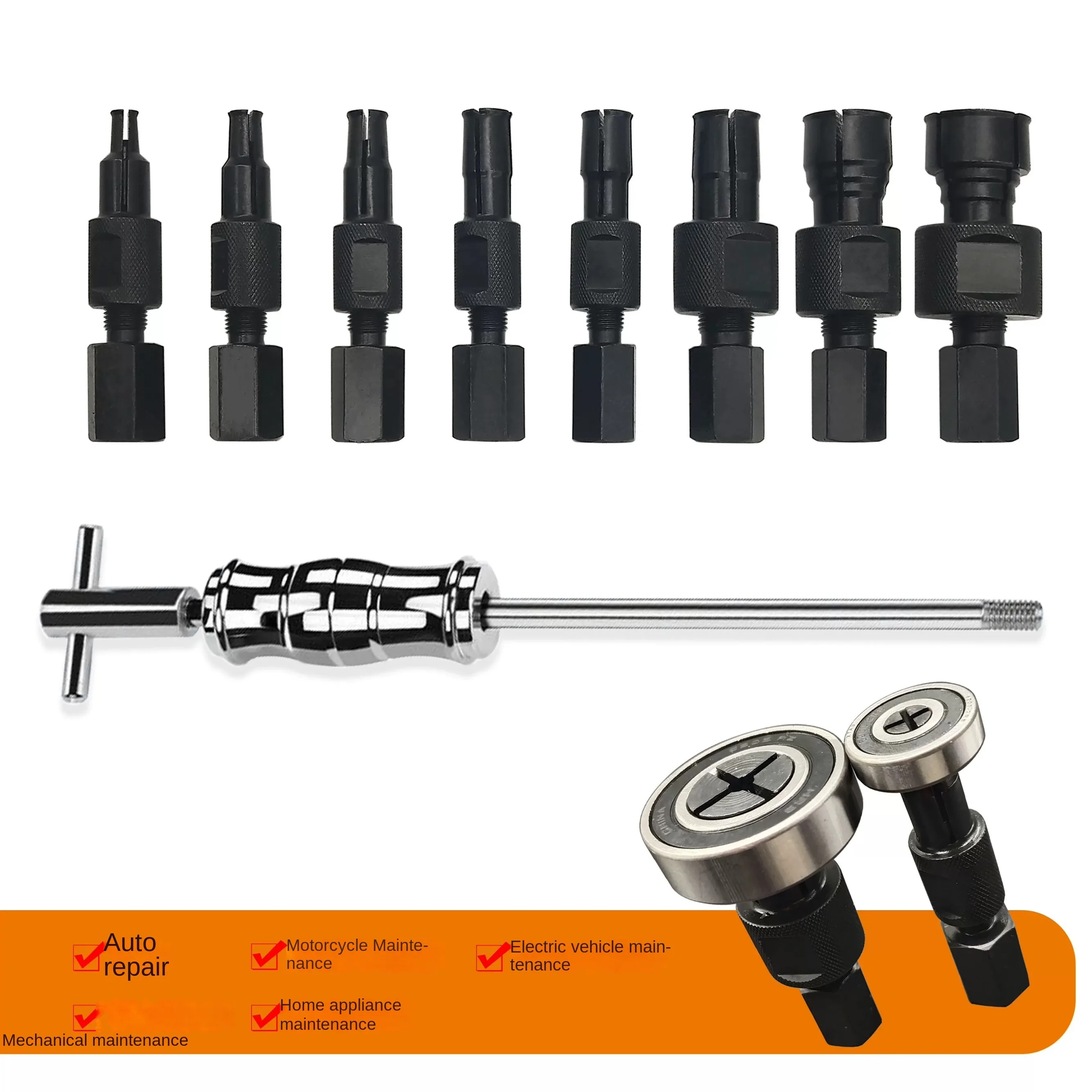 9-piece bearing disassembly tool, blind hole bearing disassembly tool, inner hole bearing puller, specialized tool for automotiv