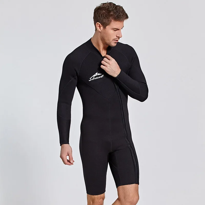 Combinaison de plongée une pièce à manches longues de 3mm, maillot de bain pour hommes, combinaison de plongée en apnée, surf chaud et résistant au soleil