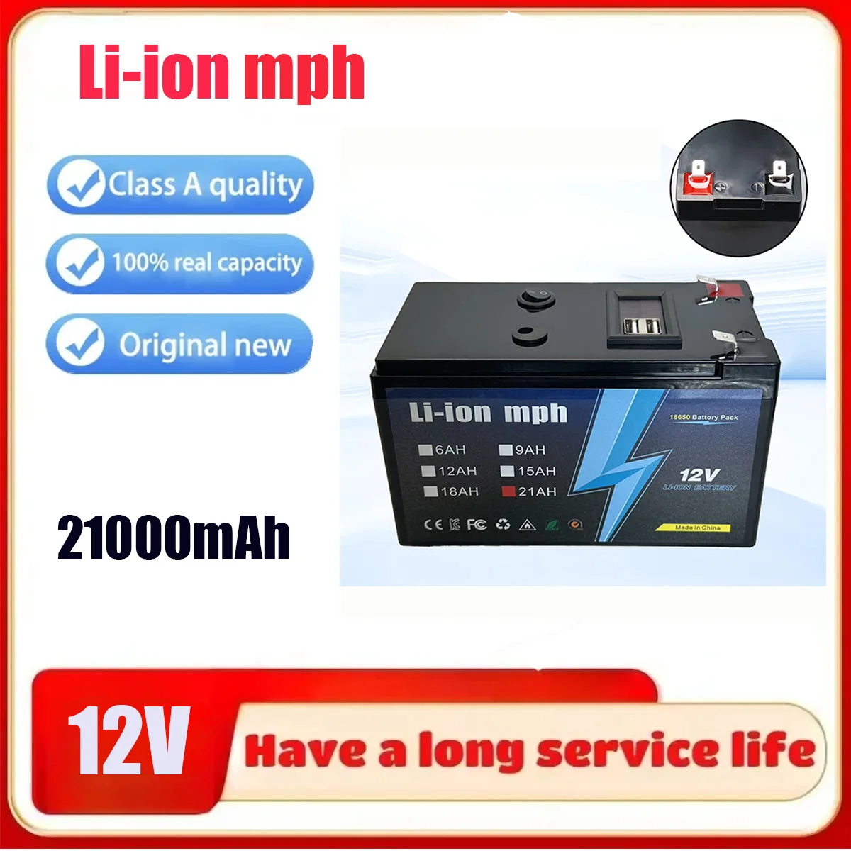 

Battery Cycle profond au Lithium LiFePO4 12V 150ah, pour détecteur de poisson solaire roues électriques éclairage BMS intégré