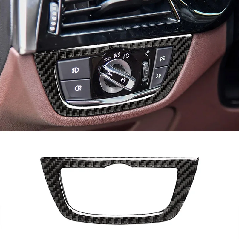 

Carbon Car Headlight Switch Button Decor Cover Trim Sticker for BMW G01 2018-2020 G02 2019-2020 X3 X4 Series Auto Accessories