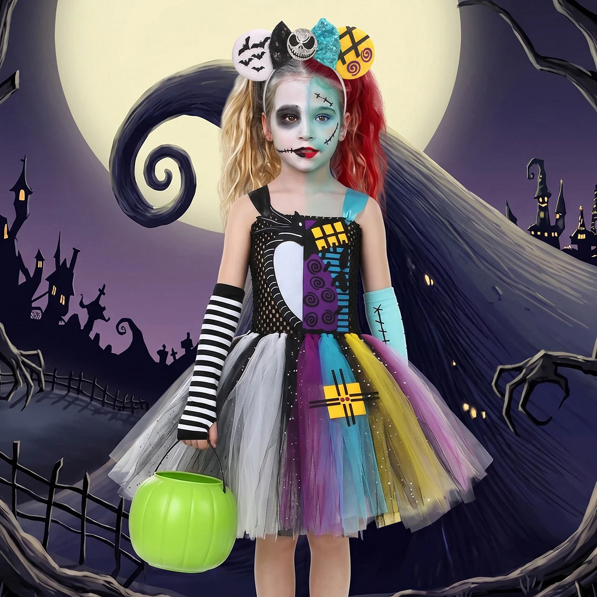 Vestido Tutú Inspirado en Jack Skellington y Sally,