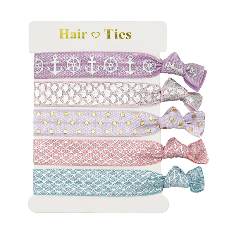 15Pcs Manufacturer Mermaid Hairbands Knot Fold Over Elastic bands FOE Hair Ties Hair Accessories Headband