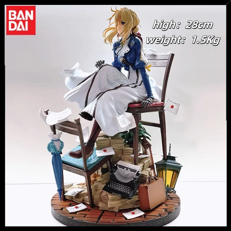 

New 28cm Bandai anime image Violet Evergarden melancholy sitting position modle Pvc figure collection toy boy Christmas gifts