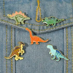 Dinosauro del fumetto simpatici animali antichi smalto spilla giacca maglione gioielli decorativi spilla accessori spilla per regali per bambini