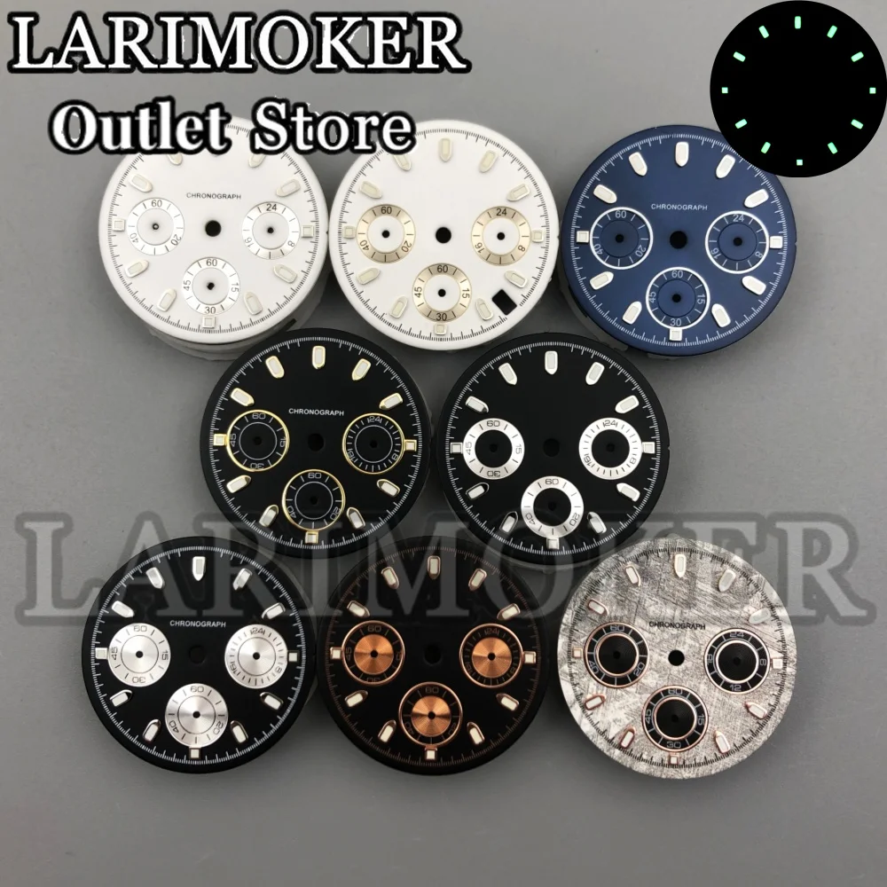 

LARIMOKER 30mm Multicolor Chronograph VK63 movement Watch Dial hand Watch Accessories Green Luminous Index