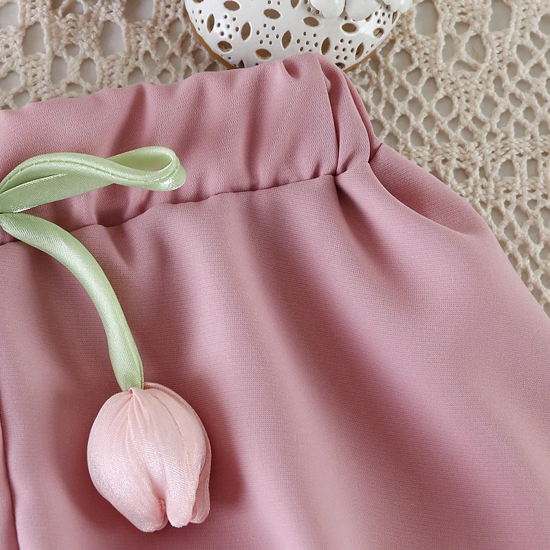 ルース花のつぼみショーツ夏 2025 新しいつぼみブルマ女の子パンツカジュアル無地ビーチ子供服 1-4 歳の女の赤ちゃん