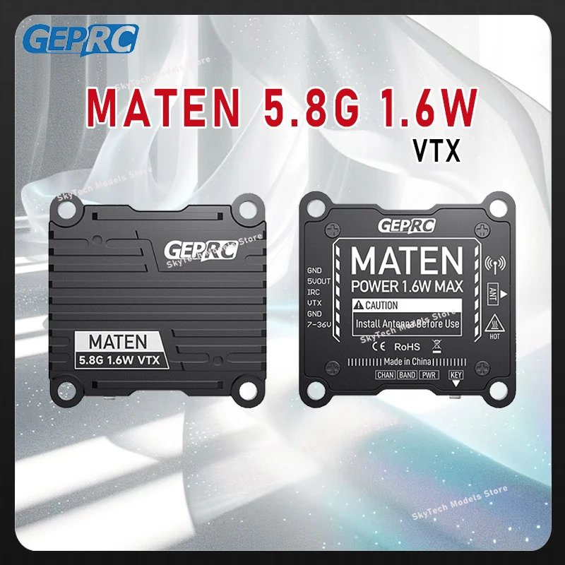 

GEPRC MATEN 5,8G 1,6 Вт VTX — 1600 МВт 72CH IRC Tramp 2 — 8S 30,5 × 30,5 мм MMCX FPV RC видеопередатчик