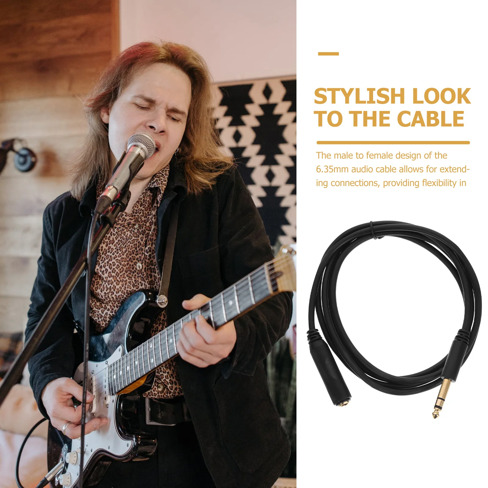 

6.35mm Audio Cable Male to Female Extension Cord Stable Transmission Clear Sound Quality Sturdy PVC Materials 1 4 Speaker Cable