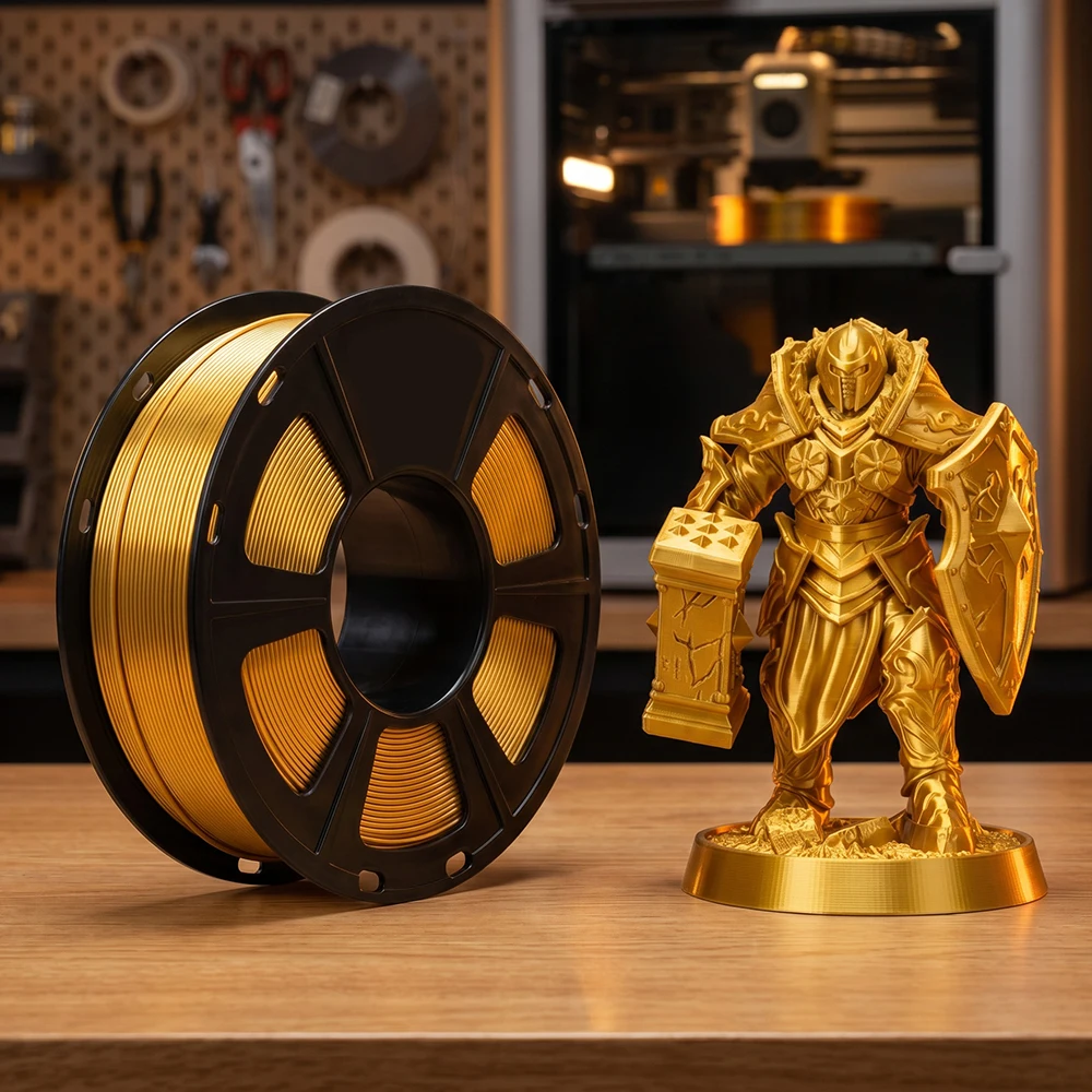 250g 500g 1kg Filament Silk Gold PLA 1.75mm Materiał do drukarek 3D Silk Gold PLA do drukarek 3D, przewód filamentowy, pakowanie próżniowe — zdjęcie produktu 4