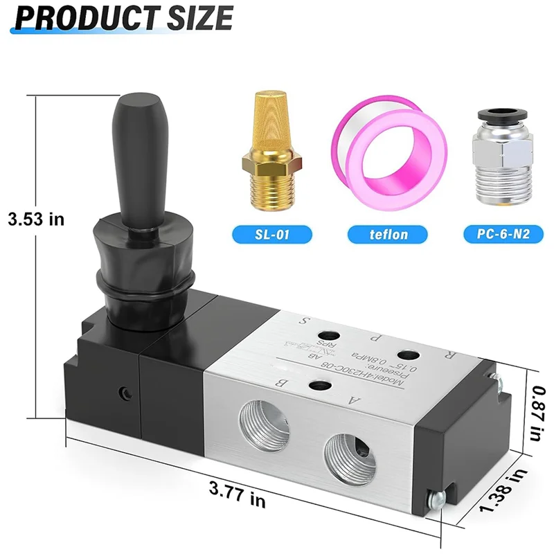 1/4Inch Npt 5 Weg 3 Positie Lucht Handhendel Bediende Klep Pneumatische Magneetklep Handmatige Bediening Push-Pull 4h230c-08