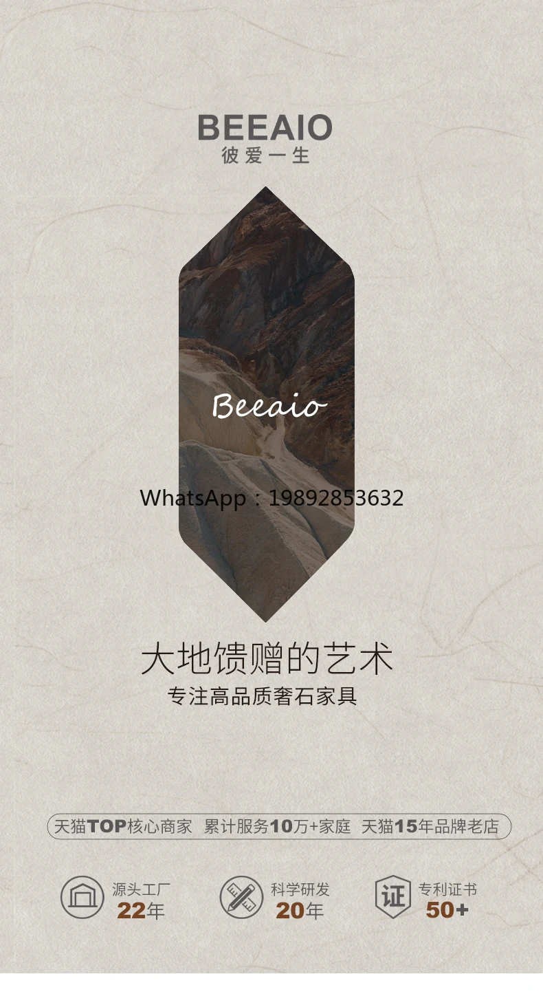 YFY Natural Luxury Stone Small Coffee Table  Living Room Sofa Corner Table, Movable Multifunctional Side Table