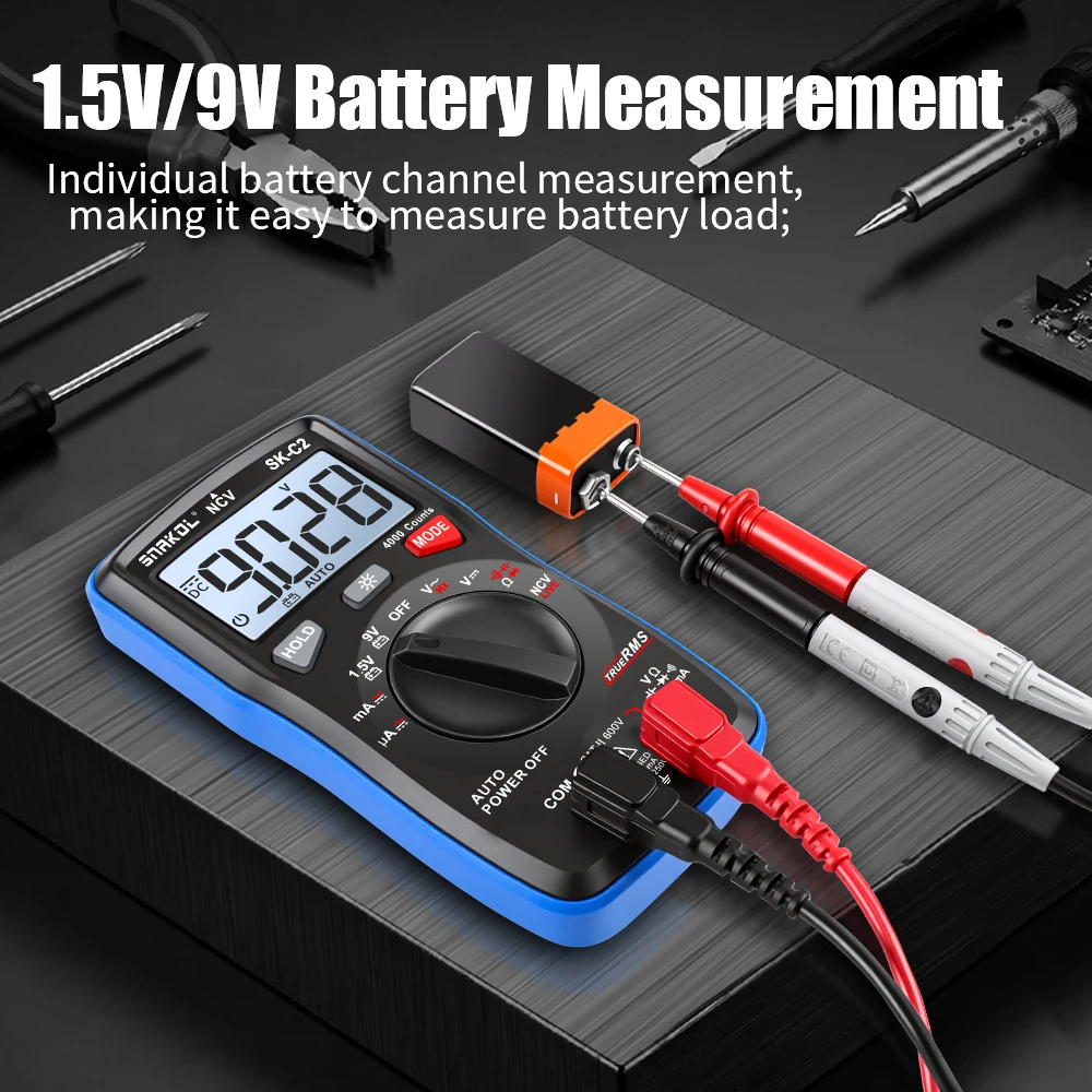 

SNAKOL SK-C2 Digital Multimeter 4000 Counts True RMS Auto Range NCV AC/DC Voltage Current Capacitance Tester with Backlight