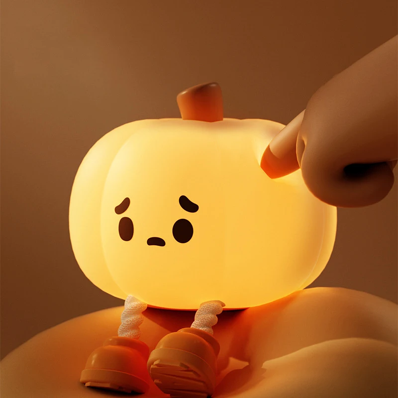 Halloween Pumpkin Night Lights Cute Soft Silicone Safe Lamp Decorations Timing Dimmable Bedside Decor Kids Baby Halloween Gifts