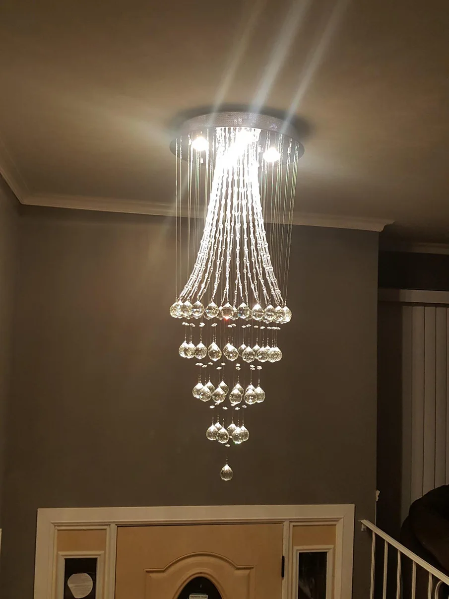 

Modern Crystal Raindrop Chandelier Lighting Flush Mount LED Light Fixture for Dining Room Bathroom Bedroom Livingroom