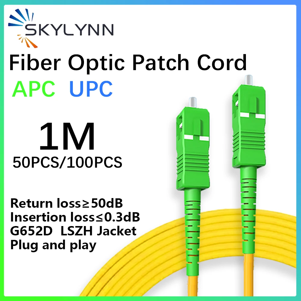 

SC/APC UPC Single Mode G652D Simplex Core 3.0mm Cable Fiber Optic Patch Cord Yellow LSZH Jacket optical communication