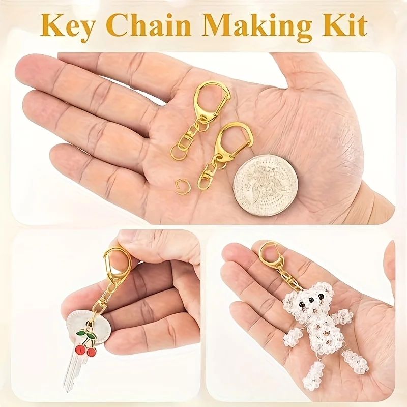 60pcs Golden Great Keychain Lobster Claw Keychain Unisex Keychain Lanyards Gift Making Bag Additions Pet Locks Crafting Supplies