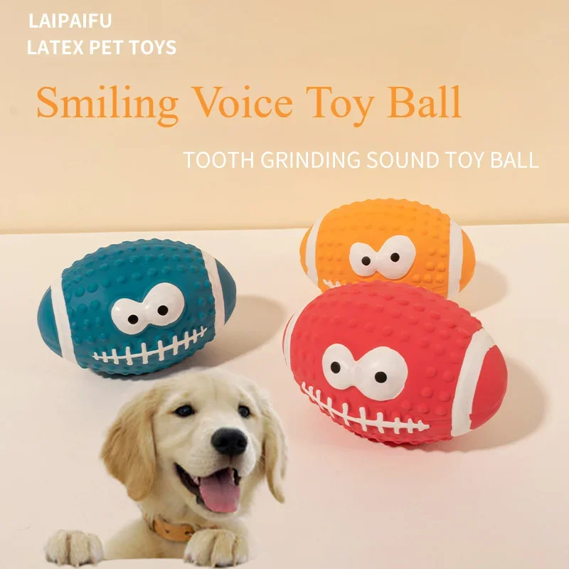 Pet Toy Sound Cartoon Latex Rugby Dog Bite Resistant Grinding Ball Toy