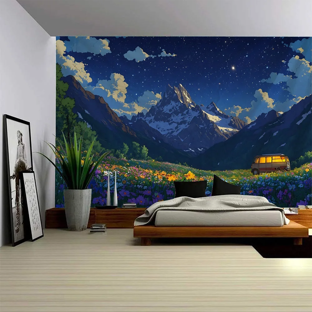 

Dreamy Starry Sky Tapestry Wall Hanging Children's Room Background Poster Dormitory Studio Decoration Fabric Mural Bed Sheet