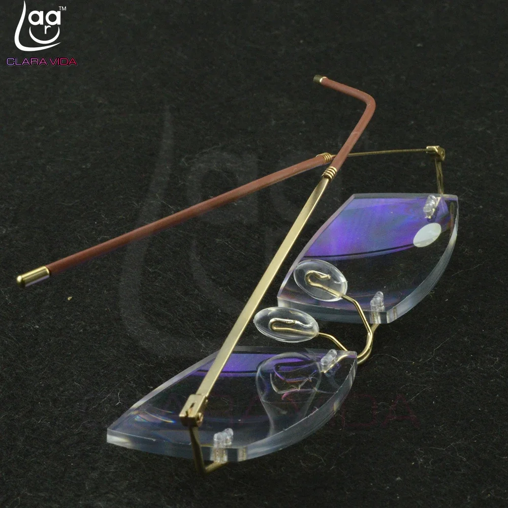 Titanium Frame Ultra Light Memory Gold Frame Coating Lenses Men Women Rimless Reading Glasses  0.75  1  1.5  1.75  2  2.25 To  4