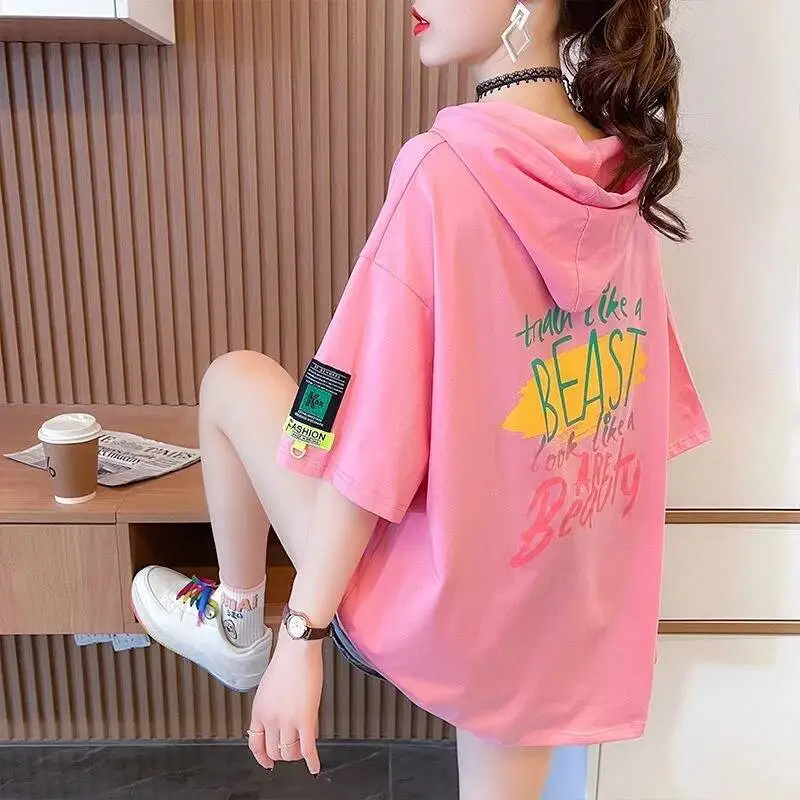 بلايز امرأة فضفاضة قصيرة الأكمام الجرافيك القطن الصيف الزي الأسود تي شيرت للنساء Y K الملابس الكورية مراجعات قطعة واحدة أنيقة