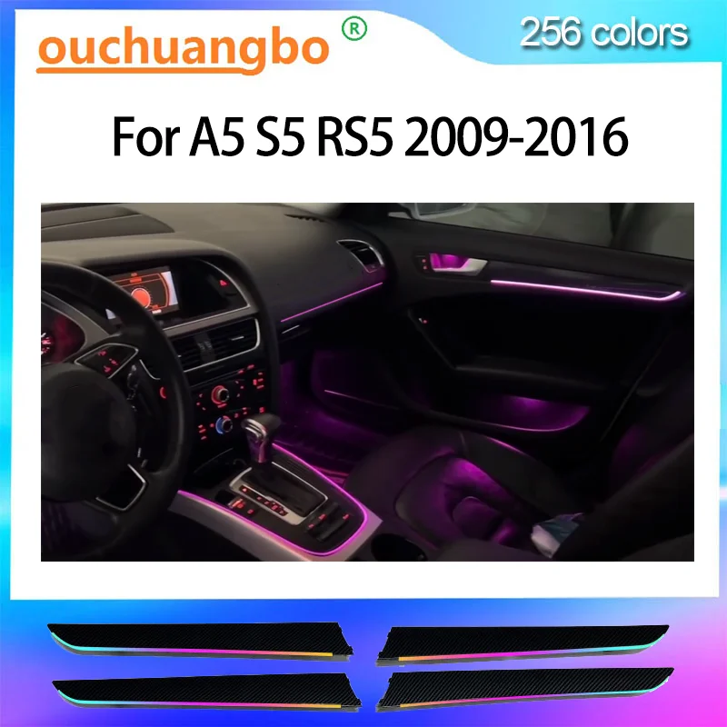 Ouchuangbo Led Ambient Light For A5 S5 RS5 LHD RHD 2009-2016 Atmosphere Lamp Backlight Interior Lighting kit 256 Colors LED