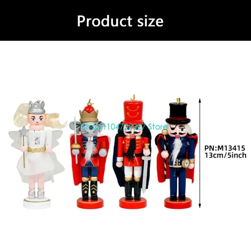 D8KF 4PCS Mouse Princess Nutcrackers Christmas Ornament Party Wooden Hanging Decors