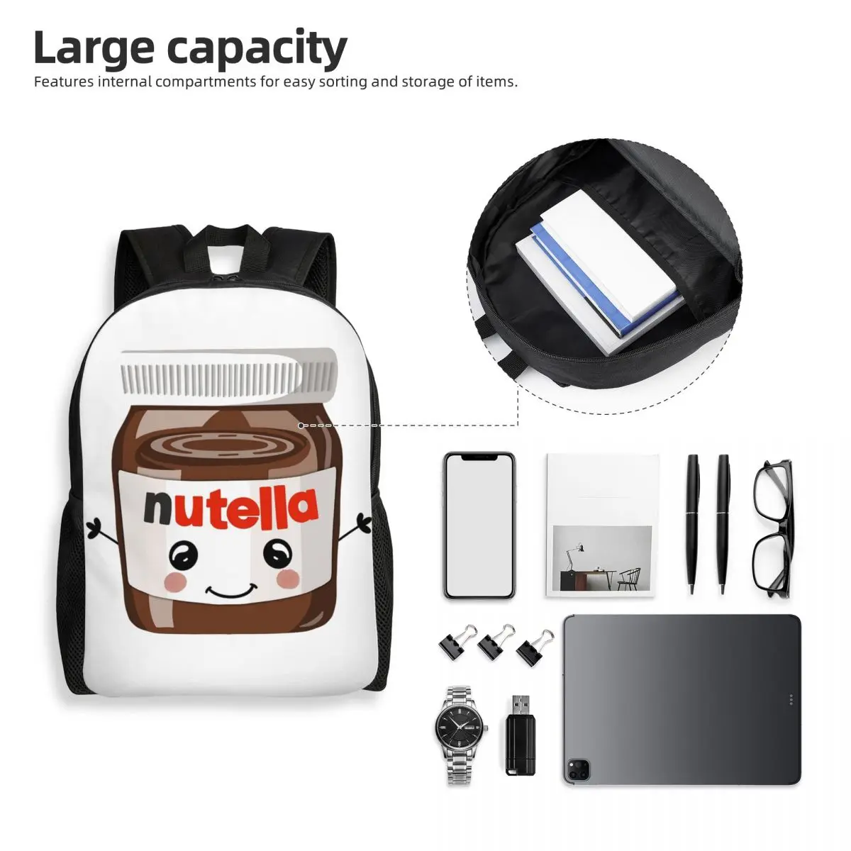 Nutella Cutie Mochila para Estudiantes Mochila Escolar Senderismo Viajes Mochila para Niños Niñas Mochila de Moda Bolsos de Hombro