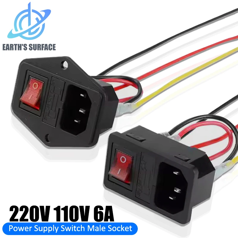 

3D Printer Parts 6A 220V 110V Power Supply Switch Power Outlet with Red Triple Rocker Switcher Fused Module Plug for 3D Printer