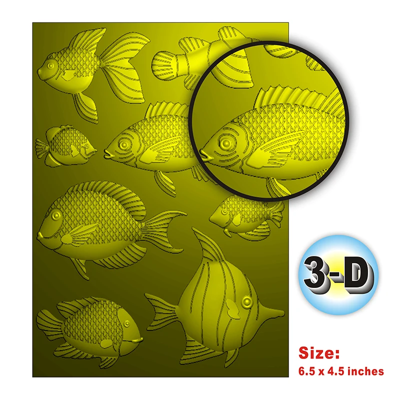 Ocean Fish-3d Relief Folder For Diy To Make Greeting Cards, Paper Scrapbooks, Stamp Free Metal Cutting Molds, New Product Launch